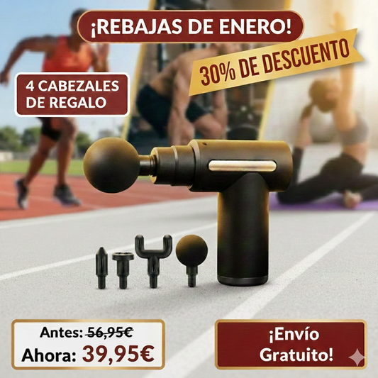 PISTOLA MASAJES + 4 CABEZALES DE REGALO