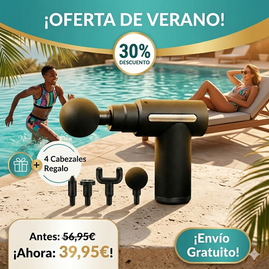 PISTOLA MASAJES + 4 CABEZALES DE REGALO