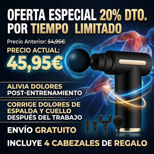 PISTOLA MASAJES + 4 CABEZALES DE REGALO