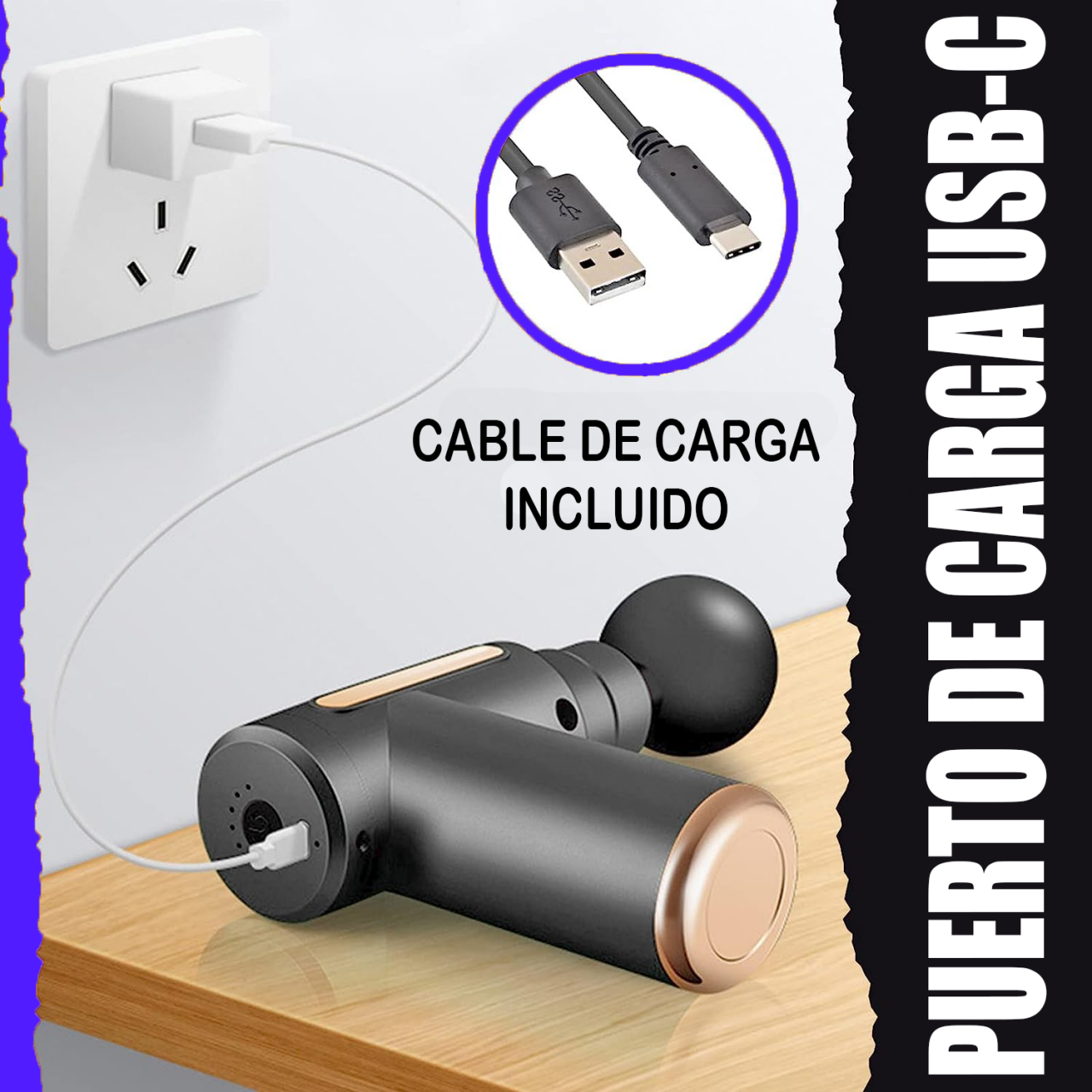 PISTOLA MASAJES + 4 CABEZALES DE REGALO