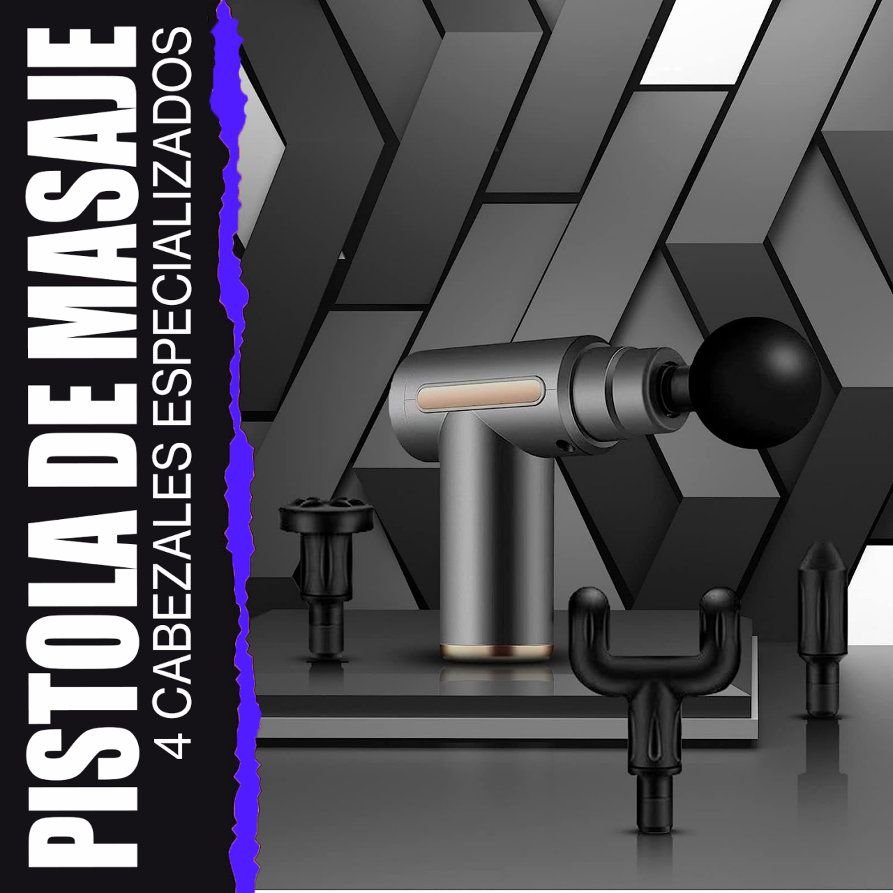 PISTOLA MASAJES + 4 CABEZALES DE REGALO